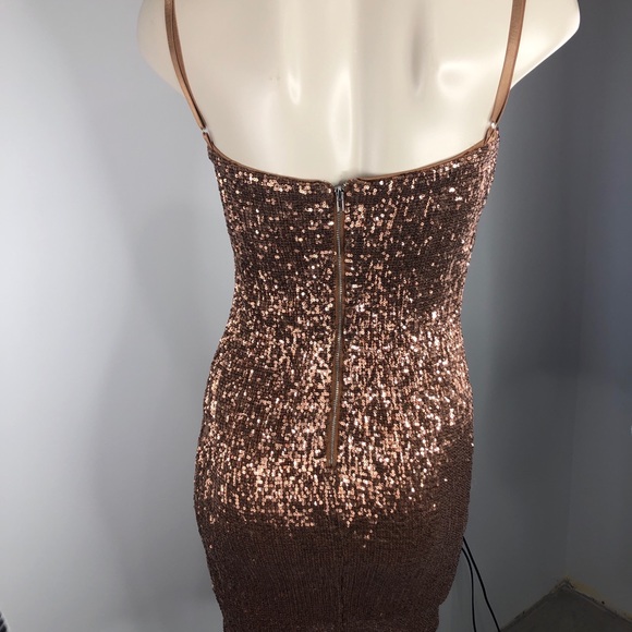 HONEY BUM sexy sequin BRONZE COPPER Dress Small - Picture 5 of 9